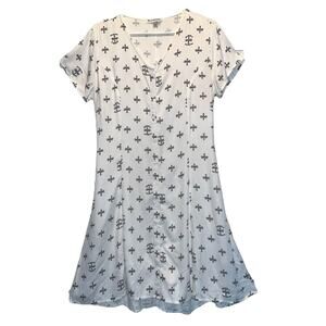 Rock by Junkfood White Button Front Blondie Camp Funtime Print Dress Large